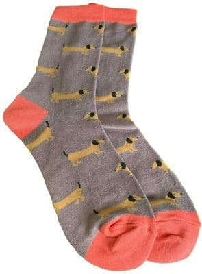 Dachshund Dog Socks in Grey