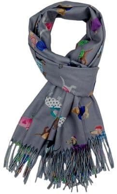 Dachshund Scarf Sausage Dog Blanket Wrap in Grey