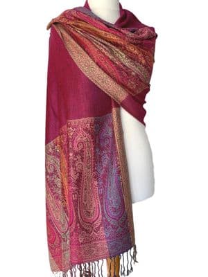 Floral Pashmina Wrap in Cerise Pink