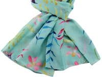 Floral Scarf Blue Pink Purple and Yellow Wild Flowers Pattern