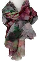 Floral Scarf in a Pink and Green Abstract Flower Pattern