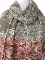 Floral Scarf in Beige and Brown