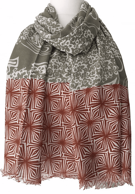 Floral Scarf in Beige and Brown