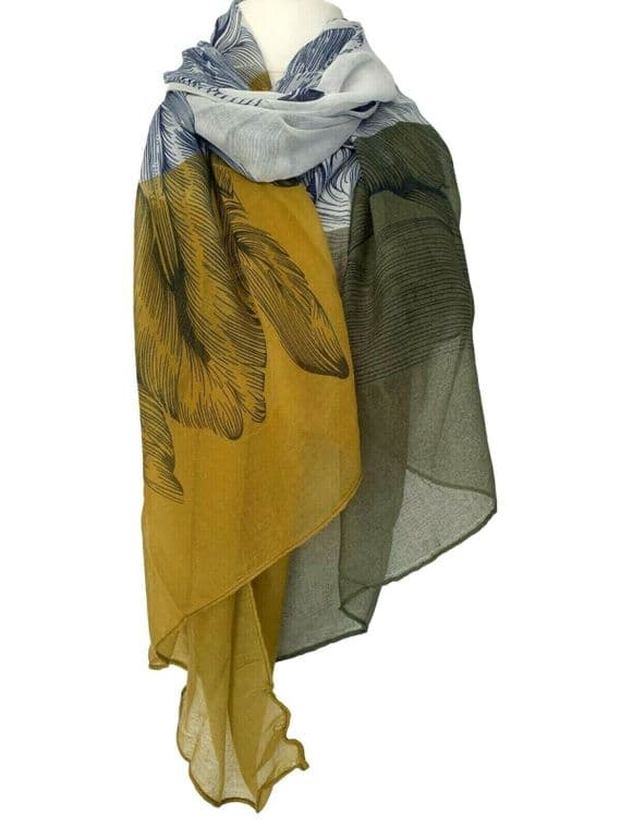 Floral Scarf in Mustard Yellow