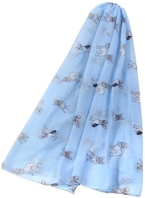French Bulldog Scarf in Light Blue