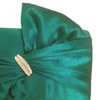 Green Clutch Bag Ladies Satin Wedding Prom Evening Shoulder Bag Diamante Trim