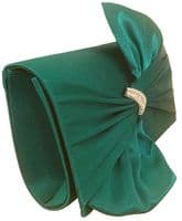 Green Clutch Bag Ladies Satin Wedding Prom Evening Shoulder Bag Diamante Trim
