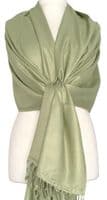 Green Pashmina Light Sage Green Coloured Wrap Plain Shawl