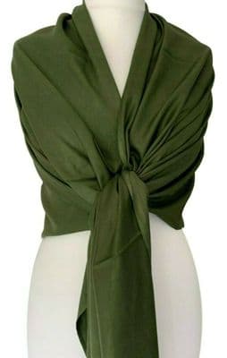 Green Pashmina Wrap Dark Olive Green Plain Wedding Shawl