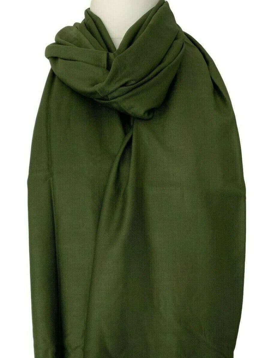 Green Scarf Plain Olive Coloured Fair Trade Wrap
