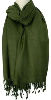 Green Scarf Plain Olive Coloured Fair Trade Wrap