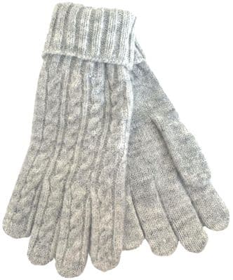Grey Gloves in a Cable Knit Style Women's Knitted Gloves
