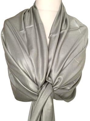 Grey Pashmina Ladies Pewter Coloured Wrap Womens Plain Shawl