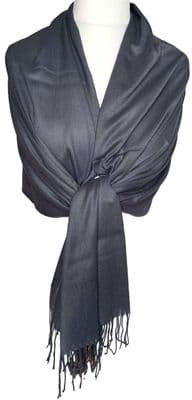 Grey Pashmina Wrap Dark Grey Shawl Plain Scarf