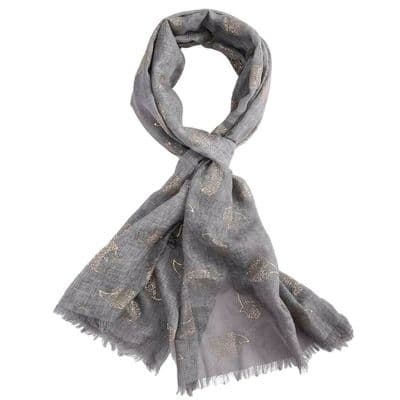 Grey Scarf with a Rose Gold Coloured Hedgehog Pattern
