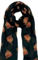 Highland Cow Scarf in Black Lightweight Cashmere Blend