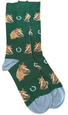 Horse Socks in Green Women's Size 4 to 7