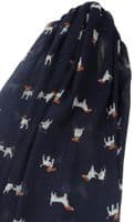 Jack Russell Scarf in Navy Blue Cotton Blend
