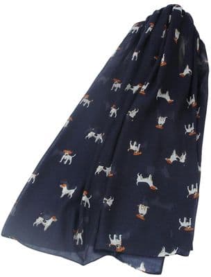 Jack Russell Scarf in Navy Blue Cotton Blend