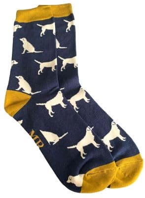 Labrador Dog Socks for Men in Navy Blue Size 8 - 12
