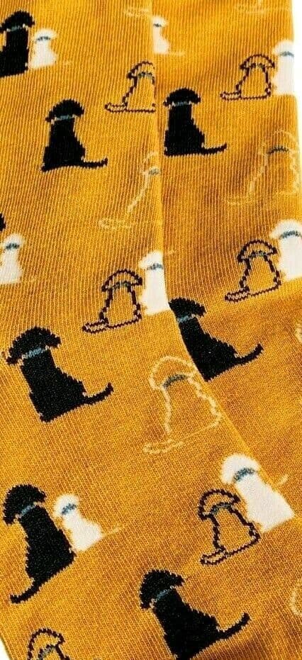 Labrador Socks Retriever Dog Pattern in Mustard Yellow