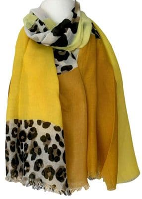 Leopard Print Scarf in Yellow