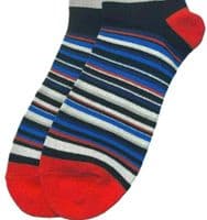Men's Striped Socks in Blue Red Black and Grey Size 7 - 11