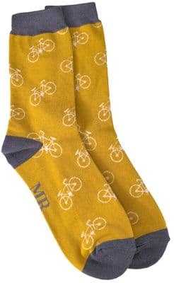 Mens Socks with a Bike Bicycles Pattern In Yellow and Grey