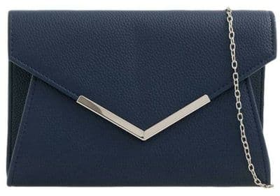 Navy Blue Clutch Bag Faux Leather Evening Bag