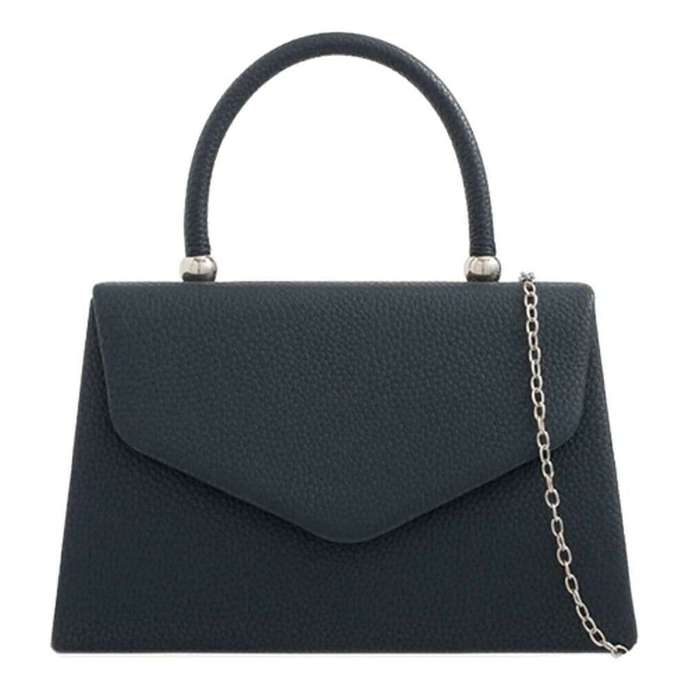 Navy Blue Top Handle Bag Faux Leather Grab Bag