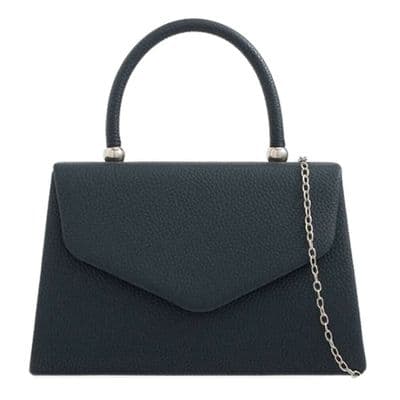 Navy Blue Top Handle Bag Faux Leather Grab Bag