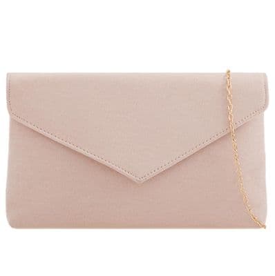 Nude Coloured Faux Suede Clutch Bag Women's Beige Evening Bag