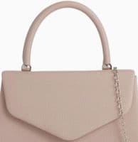 Nude Top Handle Bag Beige Faux Leather Grab Bag