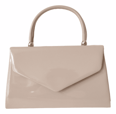 Nude Top Handle Bag Faux Patent Leather Handbag