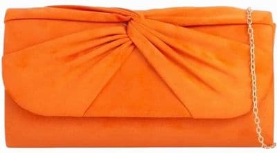 Orange Clutch Bag Faux Suede Evening Bag