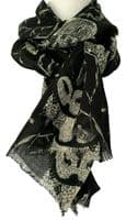 Owl Scarf in Black and Grey