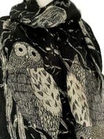 Owl Scarf in Black and Grey