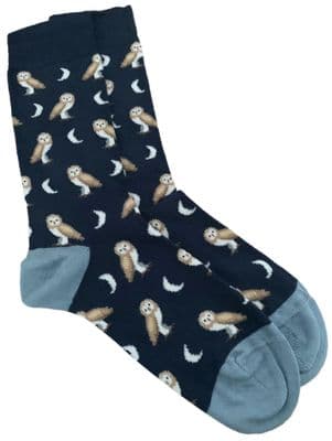 Owl Socks in  Navy Blue Women's Size 4 - 7