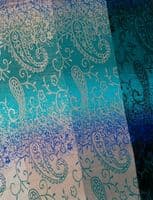 Pashmina Wrap Floral Shawl in Teal Blue Green and Beige