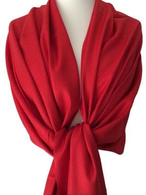 Pashmina Wrap in Red Women's Shawl Large Plain Scarf