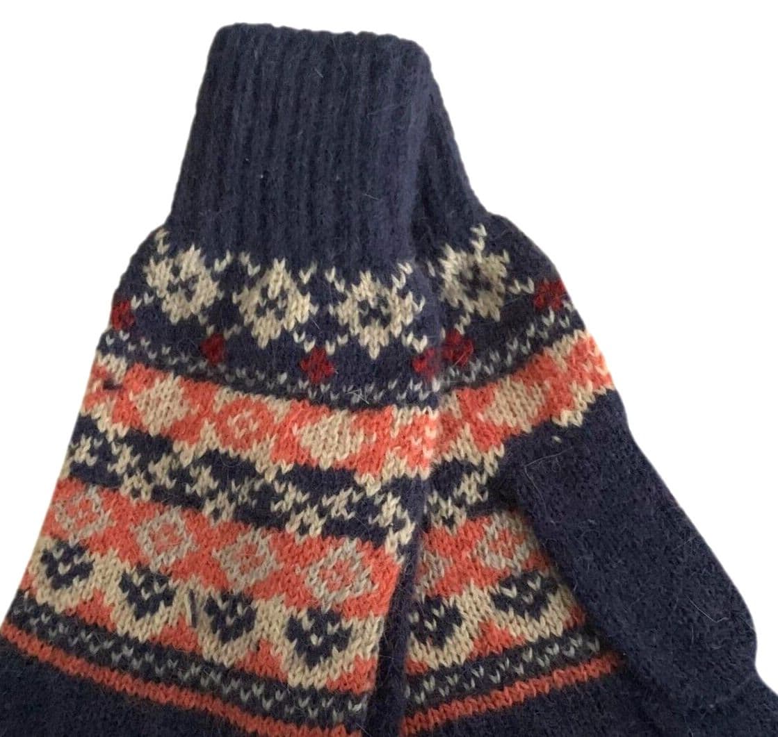 SALSATION サルセーション Net Knit-Gloves Angora Patterned Gloves Women s Knitted Wool and Angora Blend in Navy