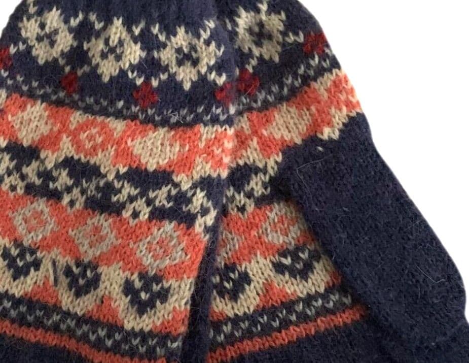 Patterned Gloves Women s Knitted Wool and Angora Blend in Navy