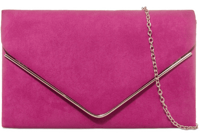 Pink Clutch Bag Cerise Faux Suede Evening Bag