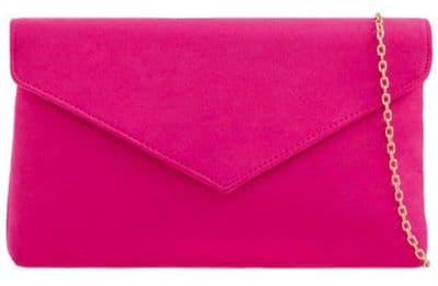 Pink Clutch Bag Faux Suede Envelope Style Evening Bag