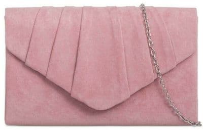 Pink Clutch Bag Pale Light Pink Faux Suede Evening Bag
