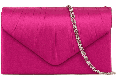 Pink Satin Clutch Bag Women's Cerise Evening Bag