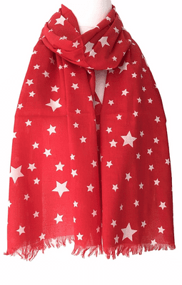 Red Star Scarf White Stars Women’s Cotton Fair Trade Scarf