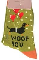 Sausage Dog Socks in Lime Green and  Orange Women's Size 4 to 7