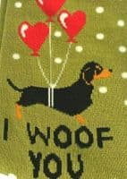 Sausage Dog Socks in Lime Green and  Orange Women's Size 4 to 7