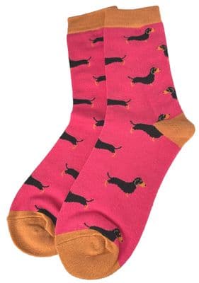 Sausage Dogs Socks Women’s Hot Pink Coloured Dachshund Dog Pattern